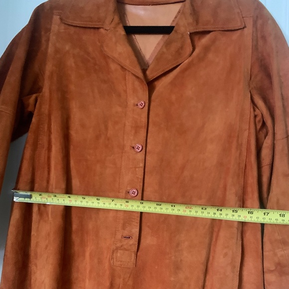 Vintage Leather Midi Dress, Orange Suede - Picture 4 of 5